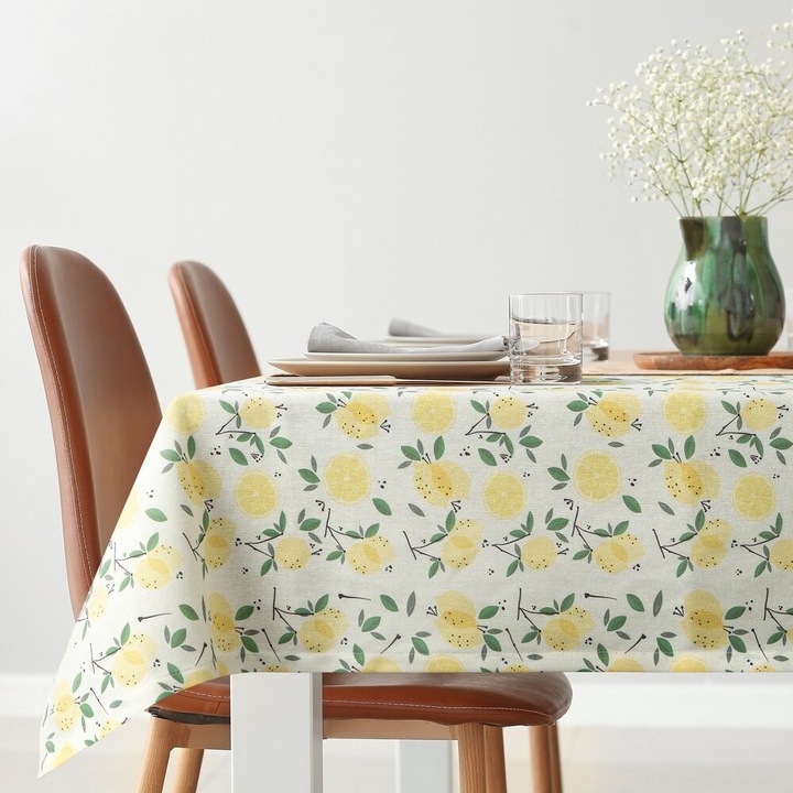 Obrus decorativ LUNA, Eurofirany, plamoodporny, galben-verde, 140x220cm