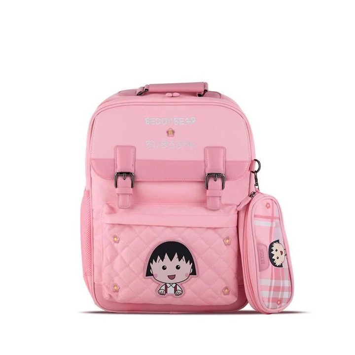 Cherry Maruko iskolatáska, gyerekeknek, nagy, vízálló, BeddyBear, rózsaszín