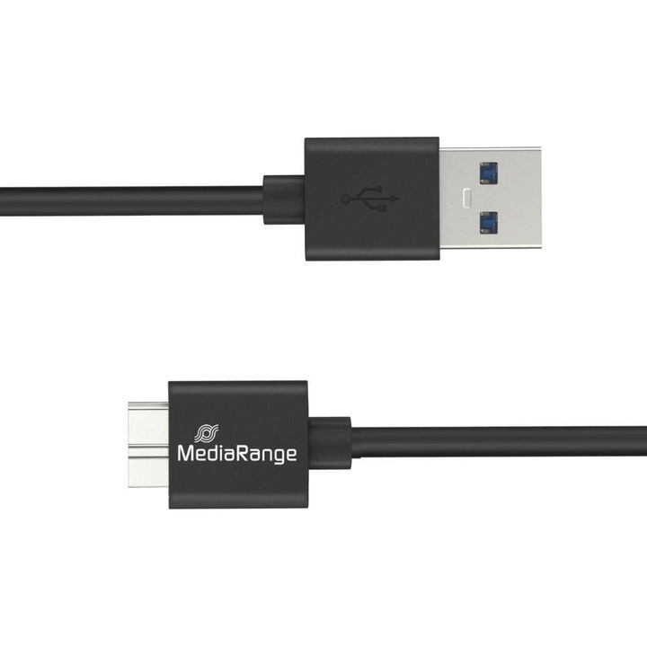 Cablu USB Type-A la Micro-B USB 3.2 Gen 1, MediaRange, 50 cm, viteza 5 GB/s, negru
