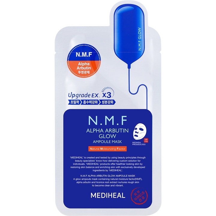 Masca de fata, MEDIHEAL, N.M.F Alpha Arbutin Glow Ampoule, 27 ml