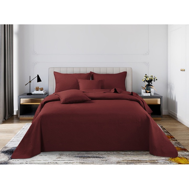 Narzuta TRIO 240x220 bordo, 100% poliester, 320 GSM
