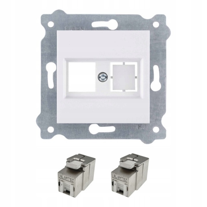Priza dubla pentru computer RJ45 cat. 6A STP, alba (DIY) EXEN