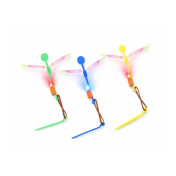 Elicopter zburător Sky Spinner cu LED, set 5 buc, multicolor, 8m rază de acțiune, pentru copii de la 5 ani