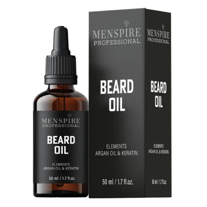 Ulei de barba MENSPIRE PROFESSIONAL Elements 50 ml, hidratant, parfum proaspat