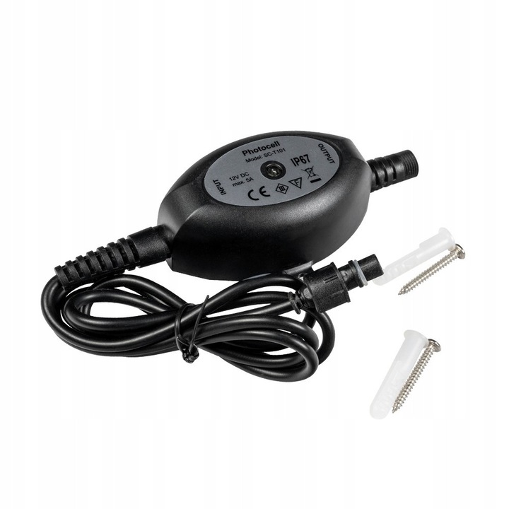 Senzor Crepuscular pentru Proiectoare LED, Grindi, LOPF 1, Fotocelula Automatizare Iluminat Gradina, Senzor de Lumina cu Temporizare, Rezistent la Apa IP67, Tensiune 12V DC, Putere Maxima 60W, Durata Viata 20000h, Negru