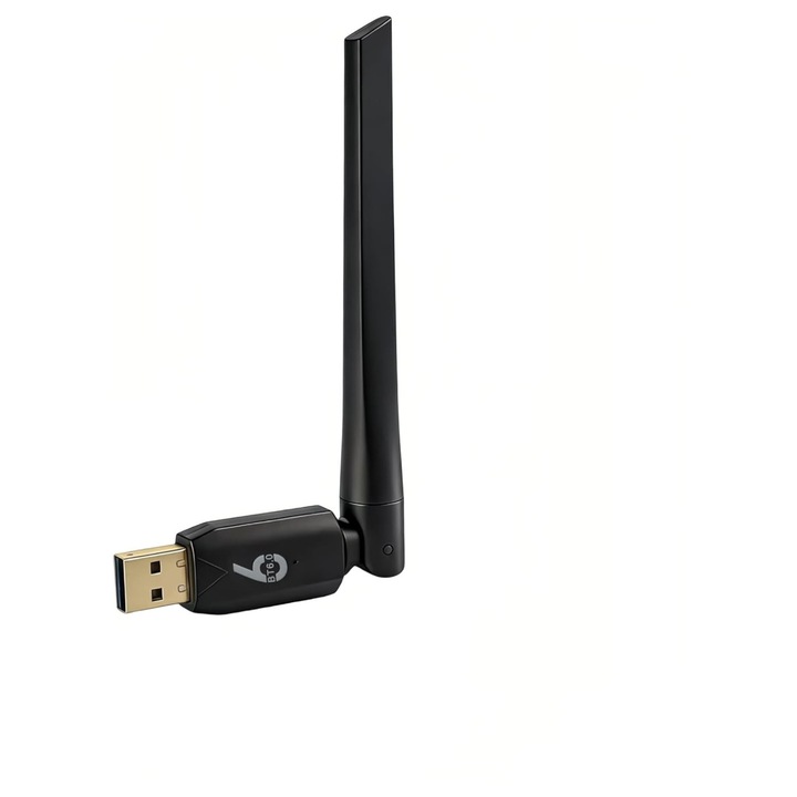 Адаптер USB Bluetooth 6.0 rikbo с външна антена, бърз трансфер, повишена стабилност, компактен