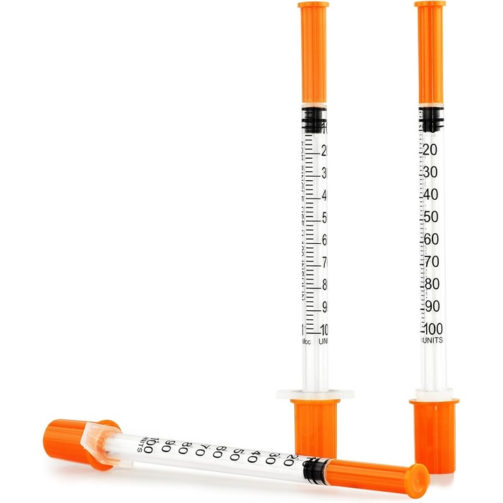 Set 50 seringi plastic 1 ml cu ac 31G, de unica folosinta, ambalate individual, instrumente de masurare multifunctionale