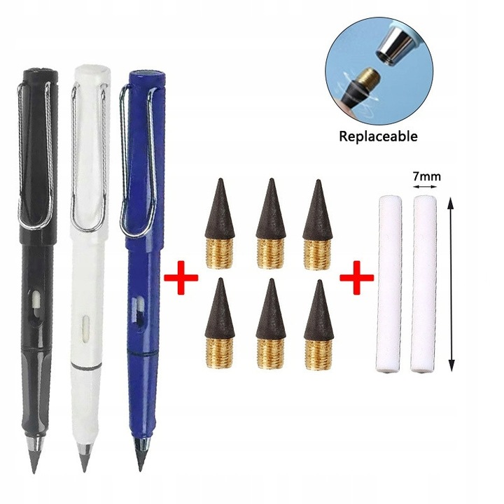 Set creioane eterne 17 elemente, 3 creioane, 10 capete, 4 radere, multicolor