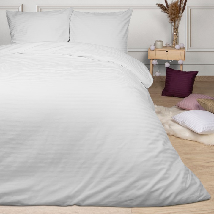 Ágynemű garnitúra, Darymex, Cizgili Exclusive, 100% pamutszatén, piros, 140x200cm