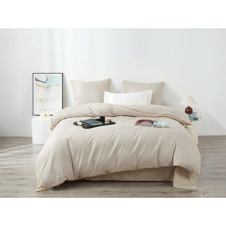 Ágynemű, Spod Igly i Nitki, Queen Premium, 140x200cm, 1x70x80cm, világos bézs, arany lamellával