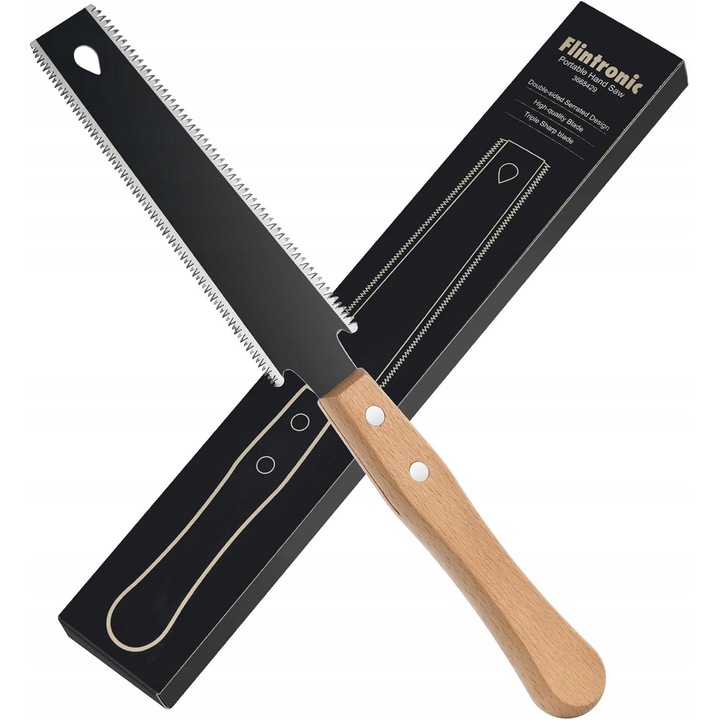 Дървен трион Flintronic, 12/15 TPI, двустранен, стомана SK-5, 30x5см