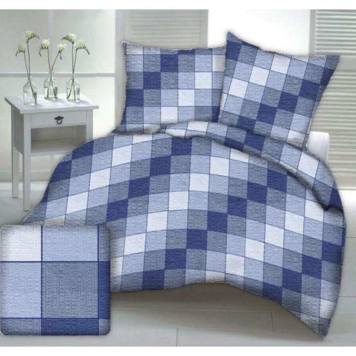 Lenjerie de pat Fan, set 220x200cm, 2 posh. 70x80cm, geometric, multicolor
