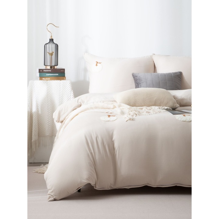 Ágynemű garnitúra, Spod Igly i Nitki, 160x200cm, mikroszálas, bézs, tök mintás, 2 párnahuzat 70x80cm