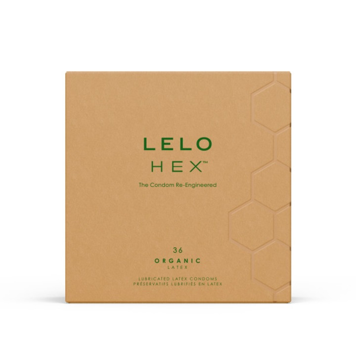 Prezervative organice LELO HEX Organic, set 36 bucati, latex organic, ultra-subtiri, hipoalergenice, 5,4cm x 18cm
