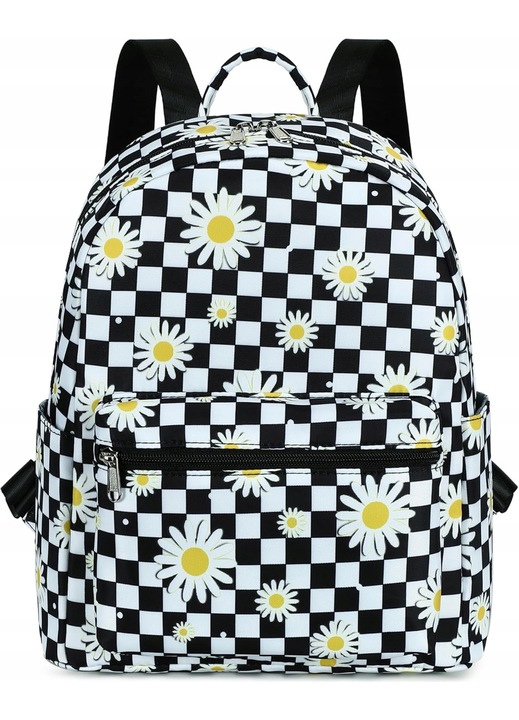 Rucsac dama, negru/alb, 30x30x15,5 cm, usor