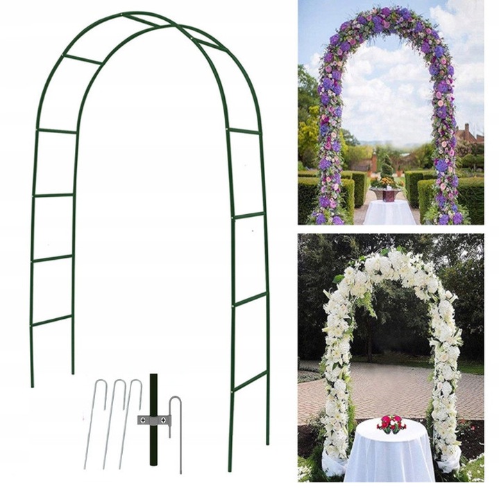 Pergola metalica Dekorstar, 240x140x38cm, culoare verde inchis, constructie rezistenta