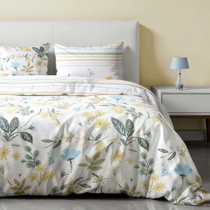 Darymex HOPE ágynemű, 200x220cm, 100% pamut, többszínű, virágos, cipzárral