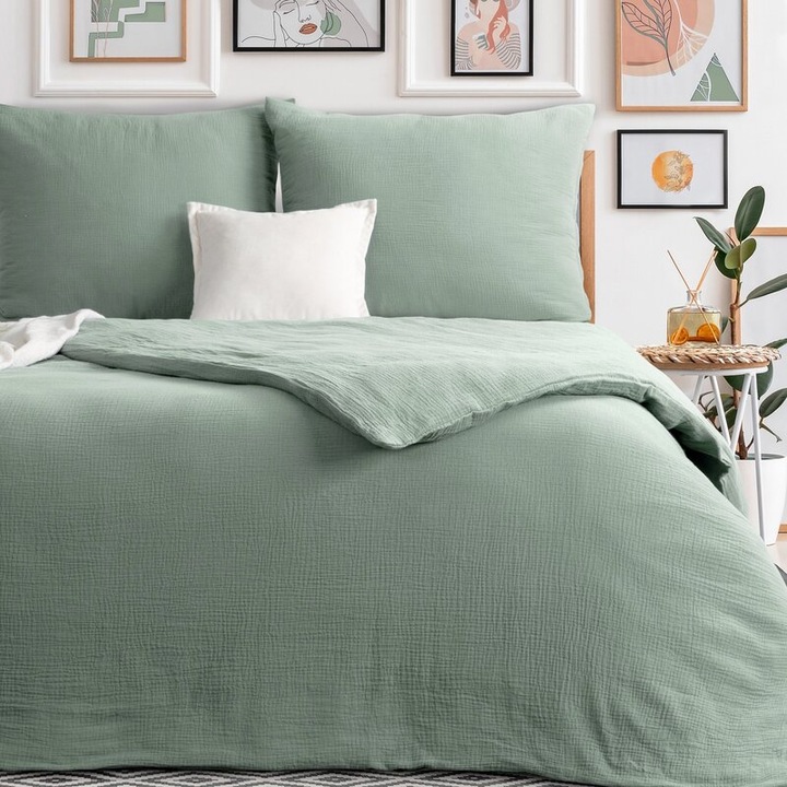 Ágynemű garnitúra, Eurofirany, muszlin, 160x200cm, 2 párnahuzat 70x80cm, mintás