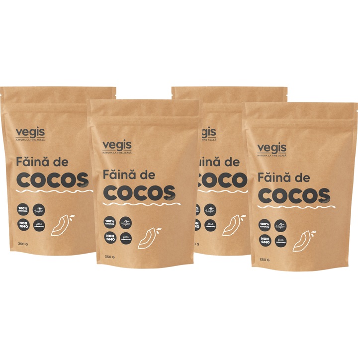 Pachet Faina de Cocos, naturala, vegana, 1kg (4 x 250g) VEGIS