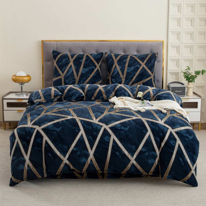 Polár ágynemű garnitúra, 220x200cm, gránát, bézs, szürke, 2 párnahuzat 70x80cm