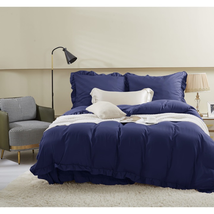 Spod Igly i Nitki Ruffy ágynemű, 140x200cm, 1x70x80cm, gránát