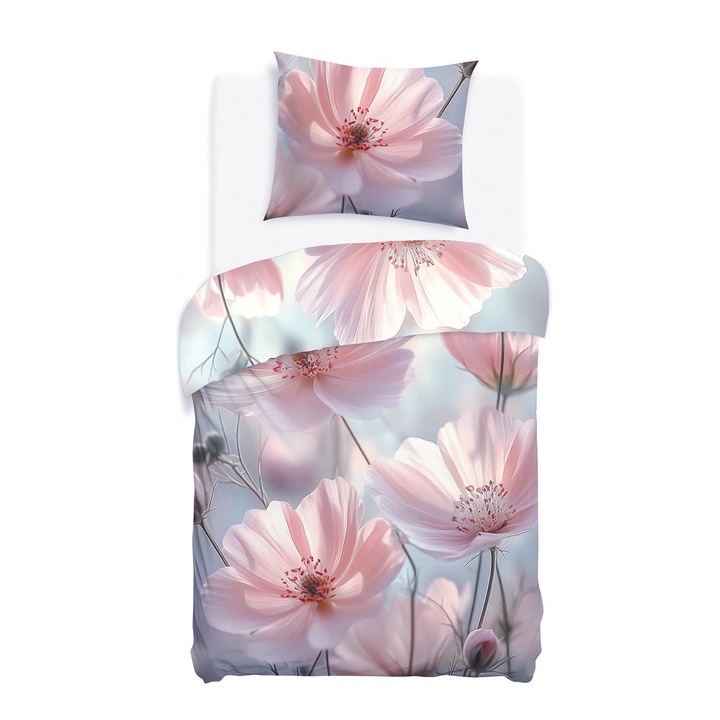 Set lenjerie de pat, Darymex, SATYNLOVE PREMIUM, 100% bumbac, 140x200cm, 70x80cm, multicolor