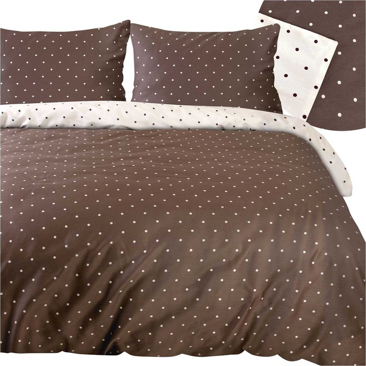 Darymex POINTY ágynemű, 200x220cm, 2x (70x80cm) szett, kétszínű, barna és fehér, 100% pamut