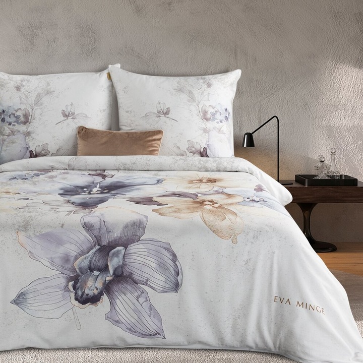 DARIA ágyneműhuzat garnitúra, Eurofirany, 220x200cm, fehér, szürke, 100% pamutszatén