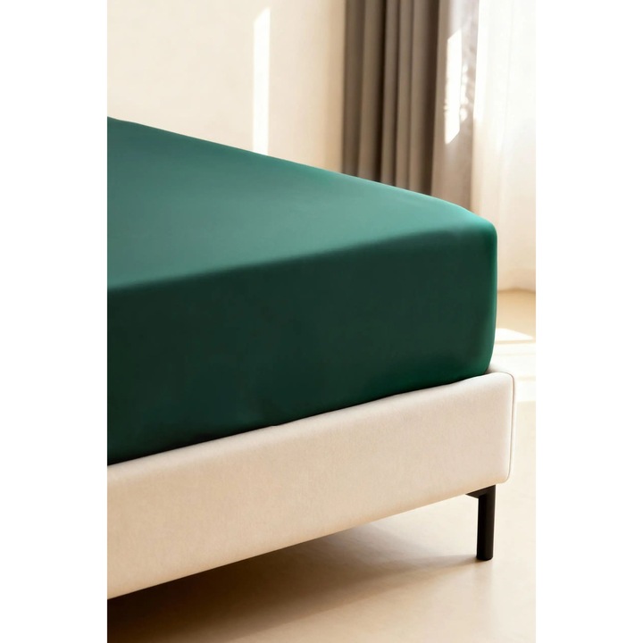 Cearceaf de pat, Spod Igly i Nitki, bambus, 120x200cm, butelka verde, cu elastic