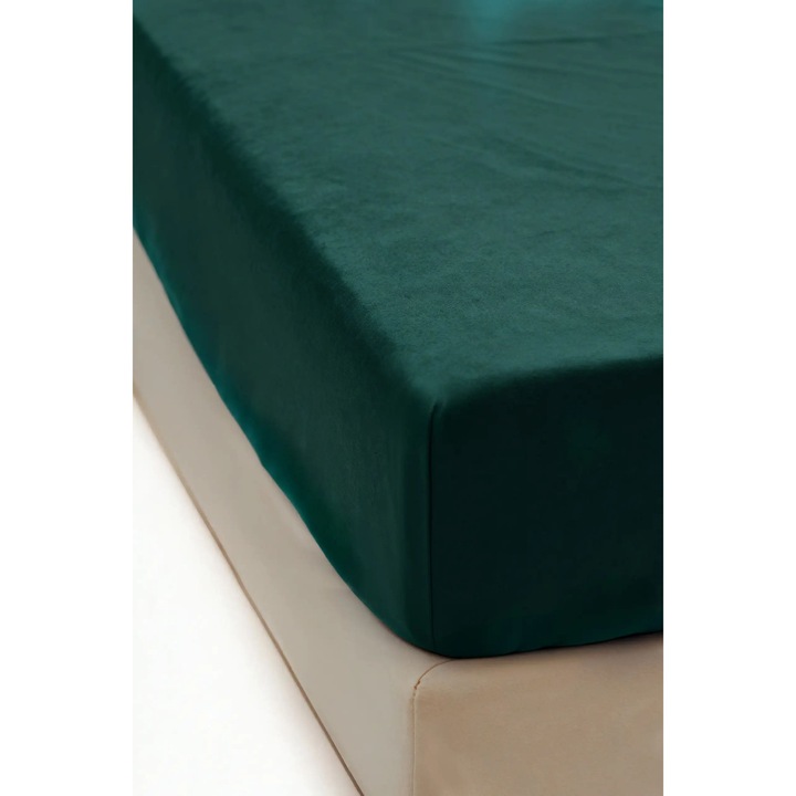 Cearceaf polar cu elastic Spod Igly i Nitki, 200x200cm, 100% microfibra, 180 GSM, verde