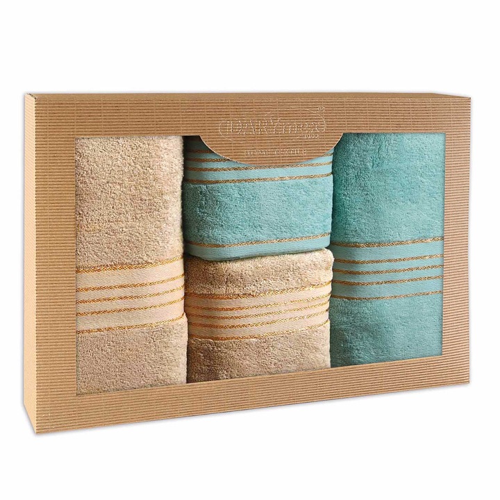 Set prosoape Darymex, 4 piese, 100% bumbac, 500g/m2, 50x90cm + 70x140cm