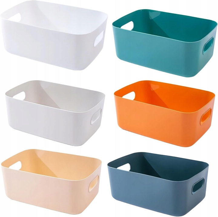 Set 6 cosuri depozitare, Plastic, Multicolor