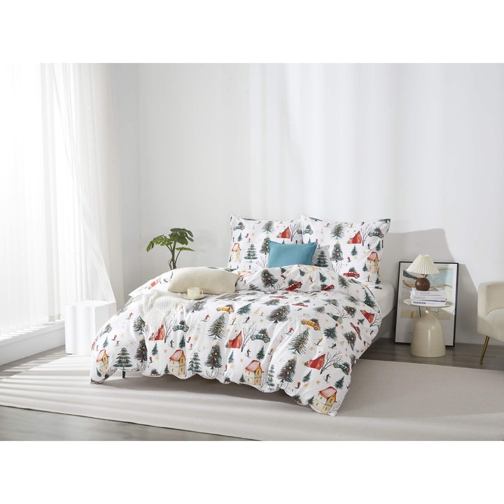Ágynemű, Spod Igly i Nitki, XMASS SKIING, 160x200cm, 1 paplanhuzat és 2 párnahuzat szett