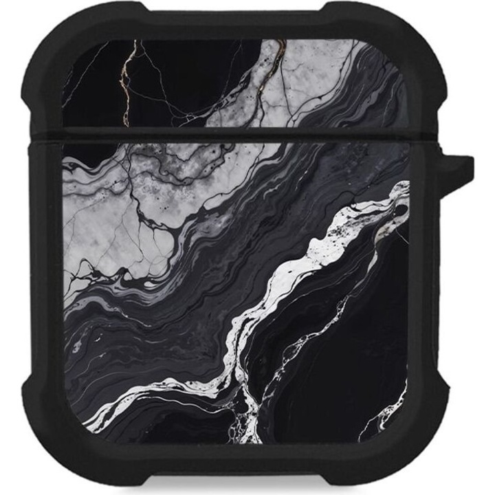 Husa casti, Sonique, Negru, Compatibil cu Airpods 1/2, Silicon