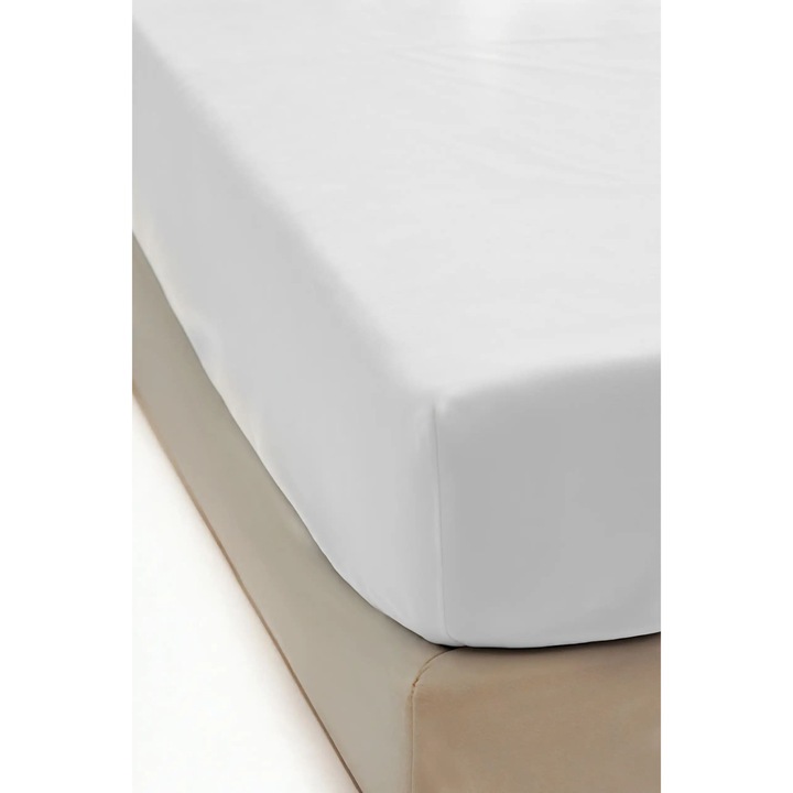 Cearceaf polar cu elastic Spod Igly i Nitki, 180x200cm, 100% microfibra, alb, pentru saltele de pana la 30cm