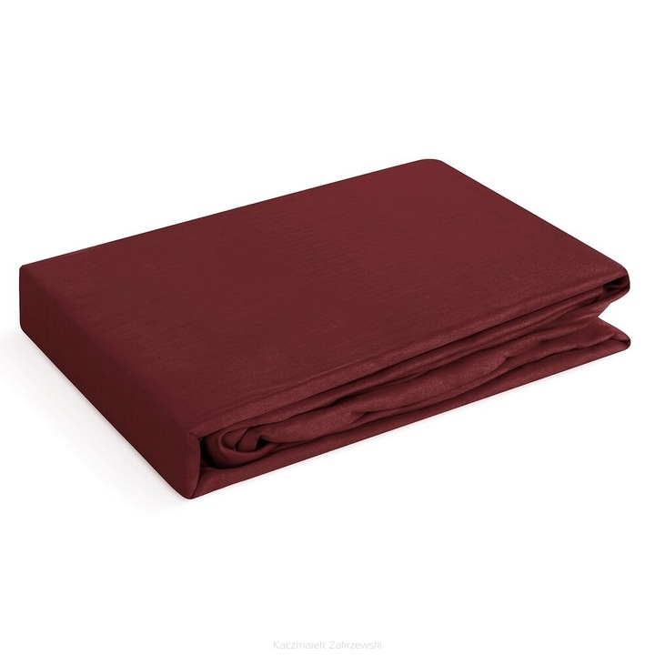 Чаршаф с ластик от сатен, Eurofirany, бордо, 140x200см, 100% памучен сатен