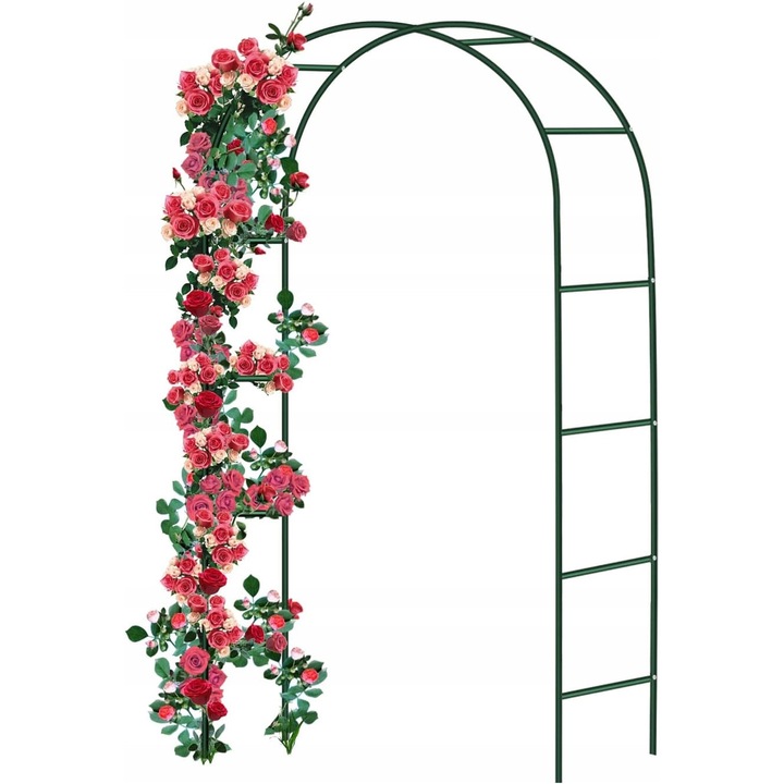 Pergola metalica pentru plante cataratoare, Argo, 240x140x38cm, set cu suport si 25 suruburi, verde