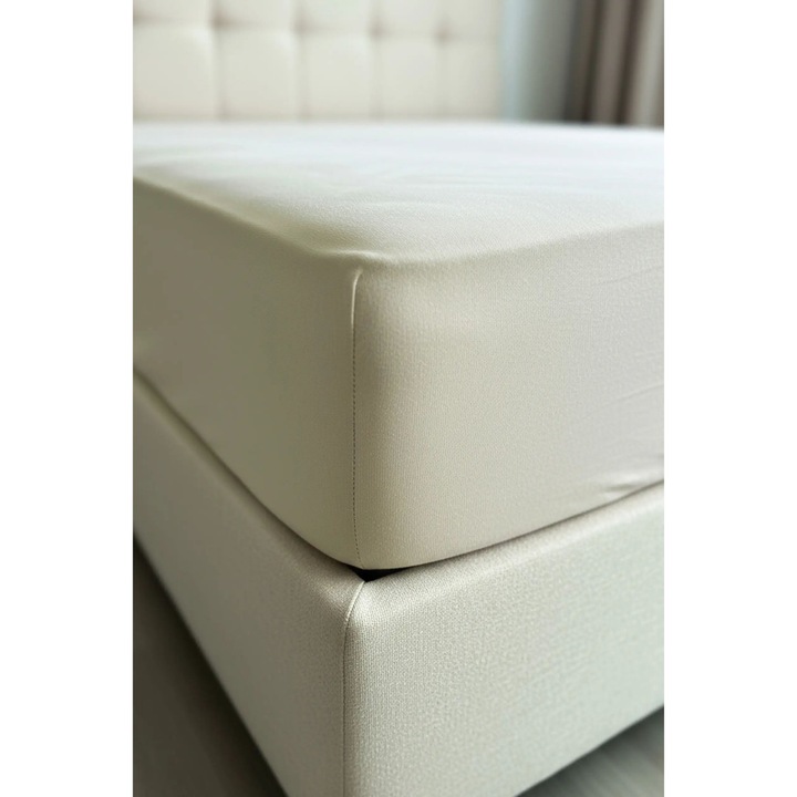 Cearceaf de pat Spod Igły i Nitki, 180x200 cm, impermeabil, 100% bumbac, bej