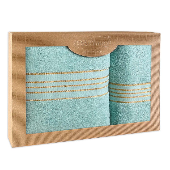 Set prosoape Darymex, 100% bumbac, 50x90cm + 70x140cm, culoare turcoaz