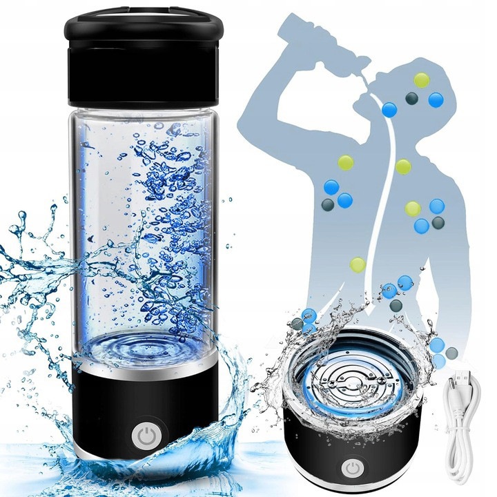 Dozator portabil de apa, Transparent/Negru, 420ml