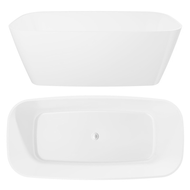 Cada freestanding RESMITE Iseo, Dreptunghi, alb lucios, 150x70cm, Compozit mineral