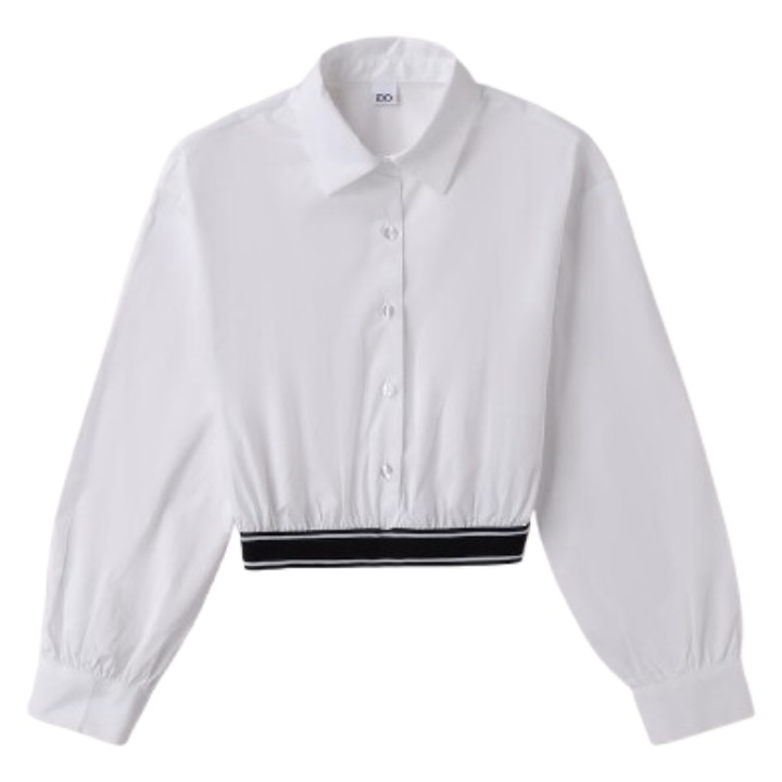 iDO lány ing rugalmas pamutból, gumírozott derékkal, fehér