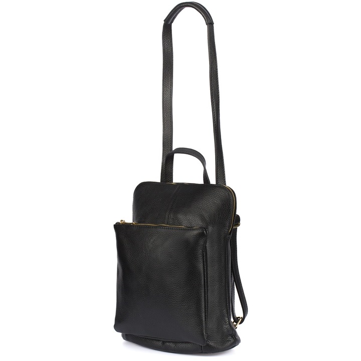 Női bőr hátizsák, Beltimore, 2 az 1-ben, elegáns, fekete, méretei 31x25x12cm