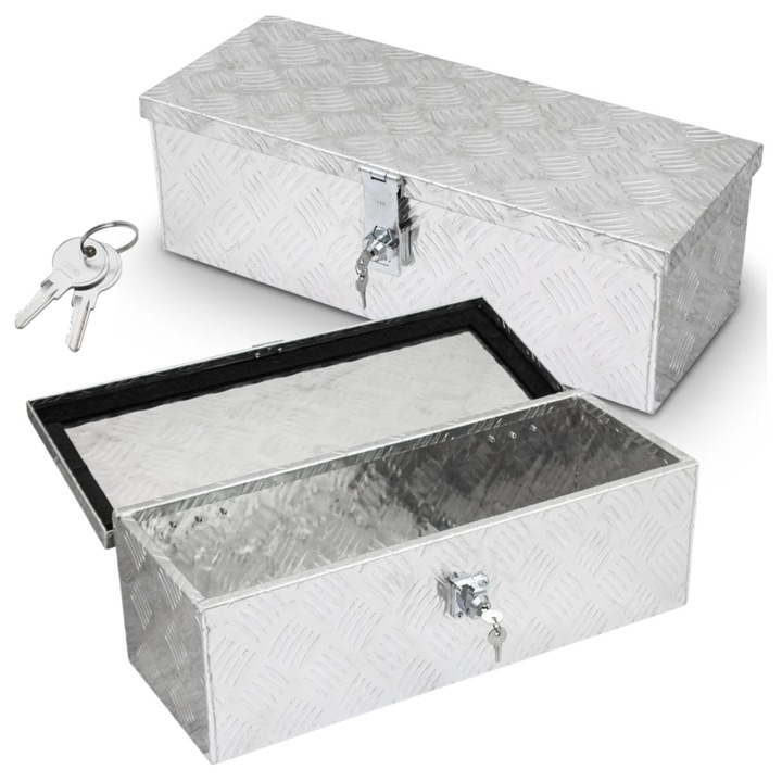 Bituxx alumínium szállítódoboz, 25L, kulccsal, ezüst