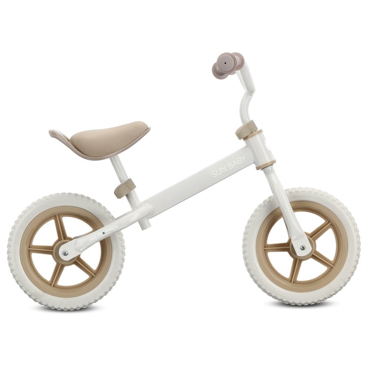 Bicicleta Fara Pedale Pentru Copii Molto Strada, Roti Eva 12 Inch, Cadru Din Otel, Usoara, Bej Alb