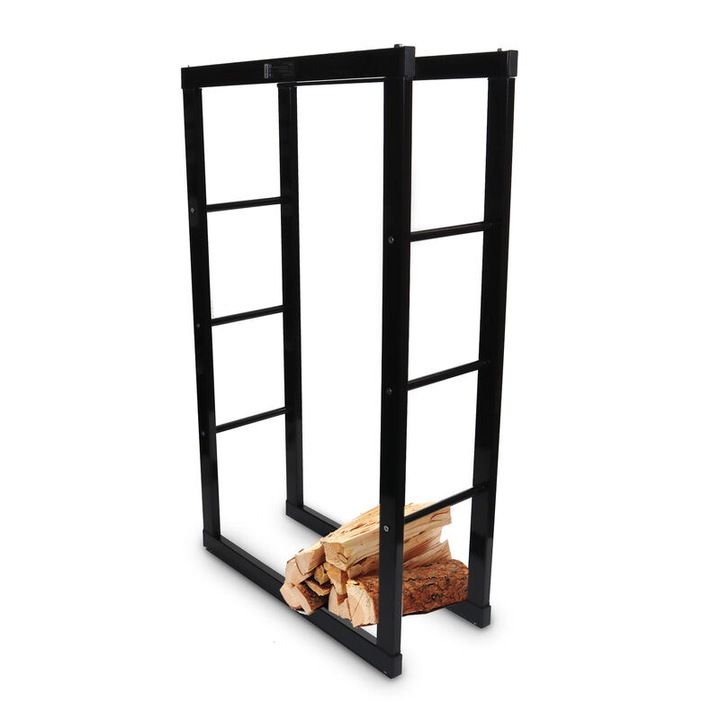 Stojak pentru lemne de foc Bituxx, 60x25x100cm, negru, set montaj inclus