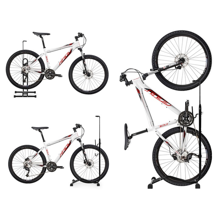 Стойка за съхранение на велосипед 3в1, ModernHome, черна, 118x44,5x42,5см