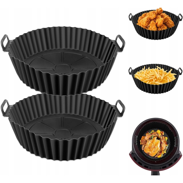 Tavi copt din silicon, set 2 bucati, neaderente, rezistente la temperaturi ridicate, multicolor