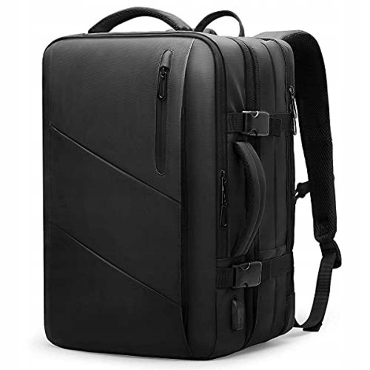Rucsac calatorie MarkRyden, waterproof, cu port USB, 43x30x16cm, negru, pentru laptop 17,3 inch