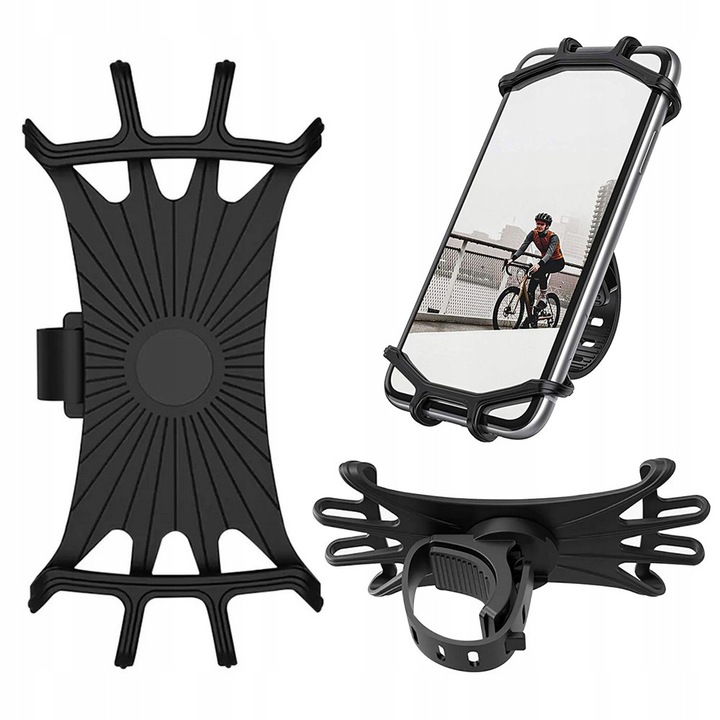 Suport telefon bicicleta Alpenburg, silicon, 5''-6.8'', rotire 360°